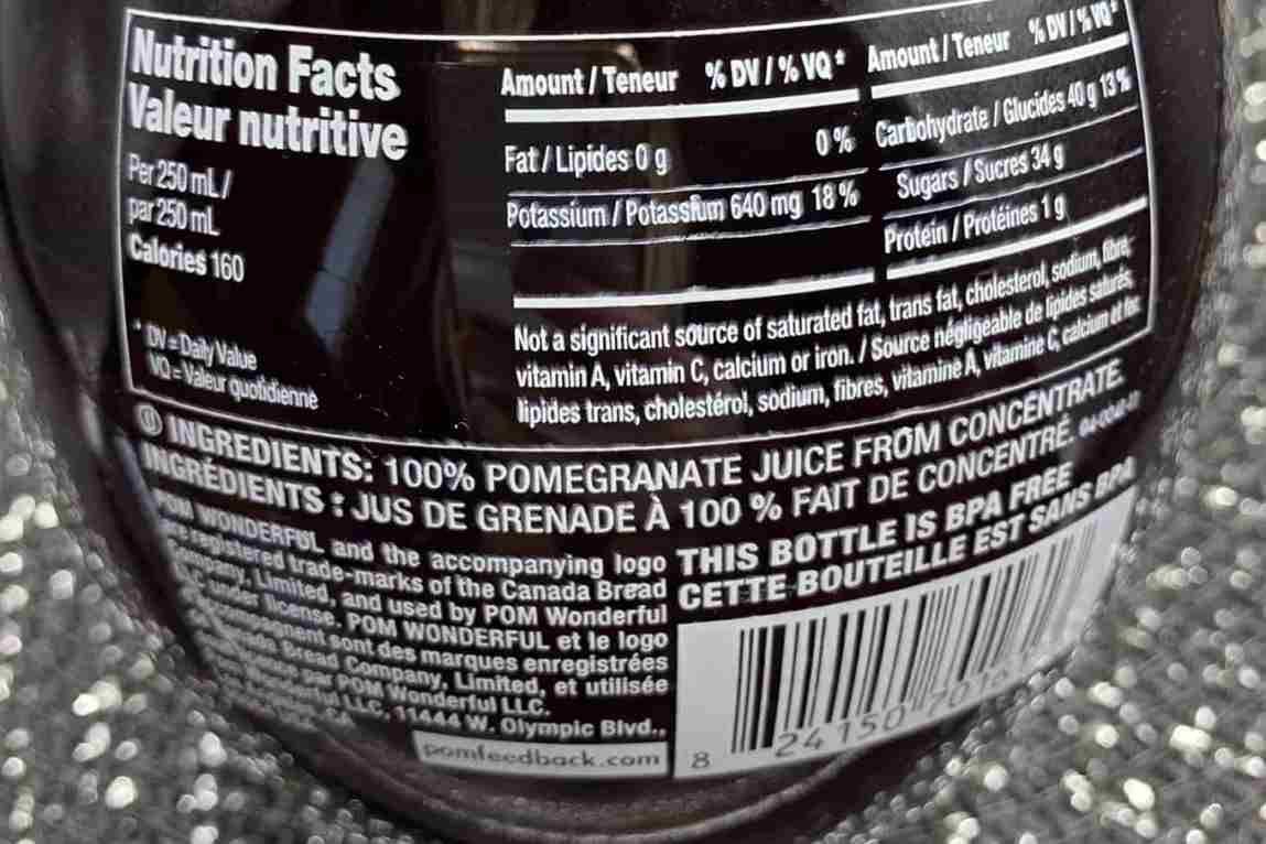 pomegranate juice concentrate nutrition facts and analysis